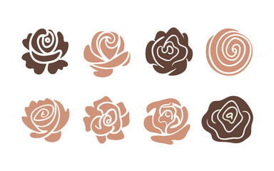 Abstract rose flowers vector clipart. Spring illustration.