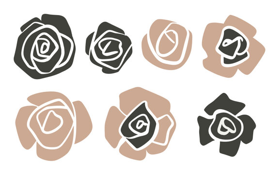 Abstract rose flowers vector clipart. Spring illustration.