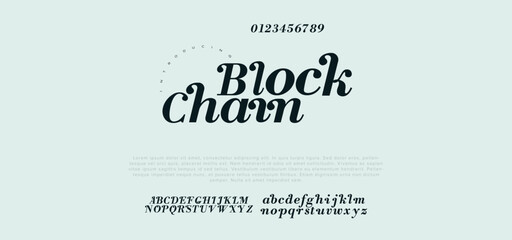 Block chain Modern abstract digital alphabet font. Minimal technology typography, Creative urban sport fashion futuristic font and with numbers. vector illustration. - obrazy, fototapety, plakaty