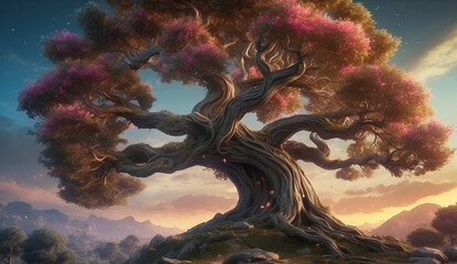 tree, magic, Power, Life, Powerful, Energy, Root, mystery, fantasy, AI Generated,