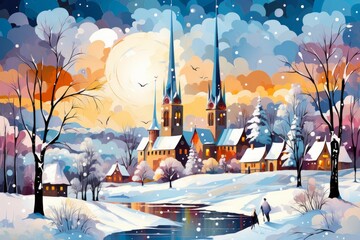 Snow-Covered Churches - Generative AI