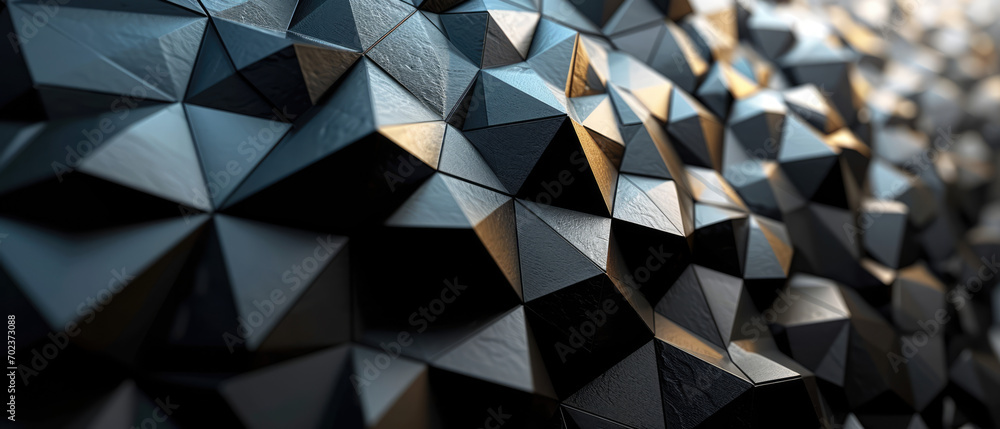 Poster Dark geometric shapes with a textured, shimmering surface.