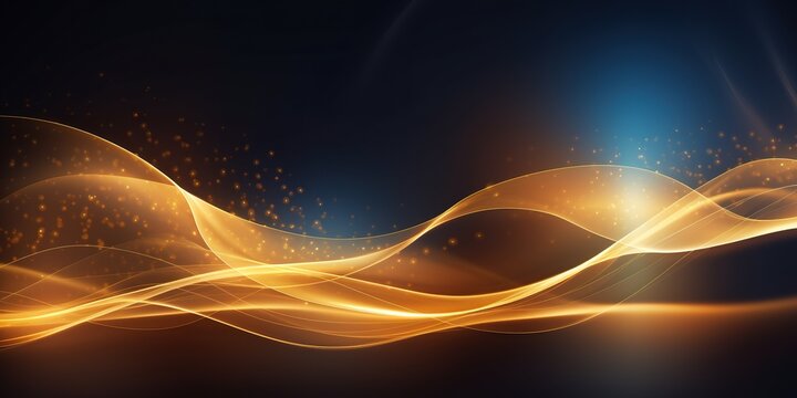 abstract futuristic background with golden blue glowing neon moving high speed wave lines and bokeh lights
