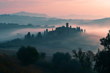 Misty morning inspired by the Tuscan countryside