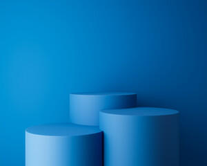Blue color cylinder stand podium for mockup product display