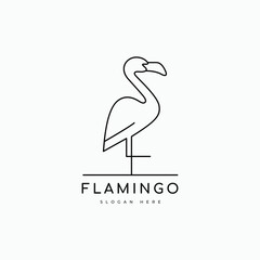flamingo beautiful bird exotic line logo design graphic vector