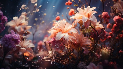 Ethereal Blooms: Serene Field of Delicate Flowers in Soft, Dreamy Light