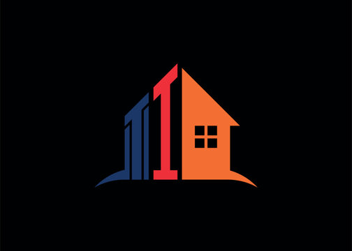 Real Estate TI Logo Design On Creative Vector monogram Logo template.Building Shape TI Logo