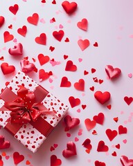 Valentine's Day Charm: Gift Box and Hearts on Pink
