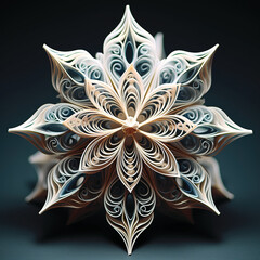 The snowflower makes its own art of folding paper. Created ai generated