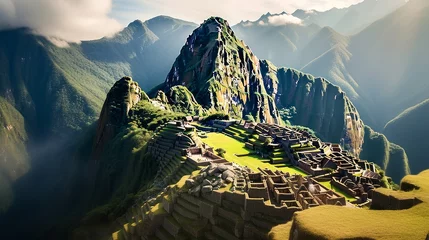 Crédence de cuisine en verre imprimé Machu Picchu Machu picchu peru discover the ancient ruins. AI generated