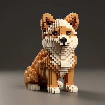 Dog voxel art cartoon representation animal