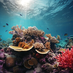 Fototapeta na wymiar View of coral reefs under the ocean. Created ai generated