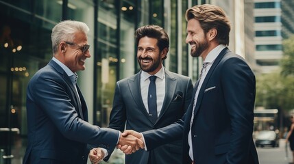 Fototapeta premium Business handshakes and welcome or greetings, business people shaking hands, business concept.