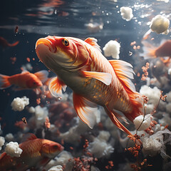Goldfish in the lake. Created ai generated