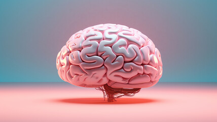 Pink human brain being examined - obrazy, fototapety, plakaty