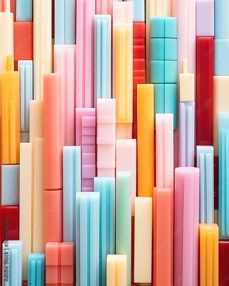 Poster 3d rendering of a colorful city made of blocks