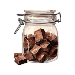 Jar filled with chocolate chunks. AI generated image