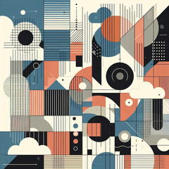 modern abstract art in elements of various shapes and colors