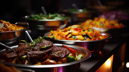 Food catering dinner on the restaurant table for celebration parties