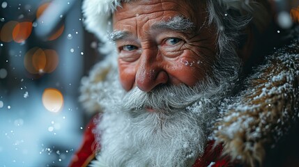 Portrait Smiling Santa Claus On White, Background HD, Illustrations