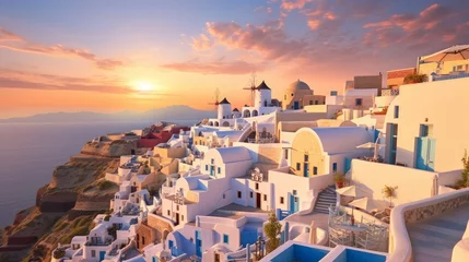 Wandaufkleber Santorini greece explore the charming white washed. AI generated © StarStockArt