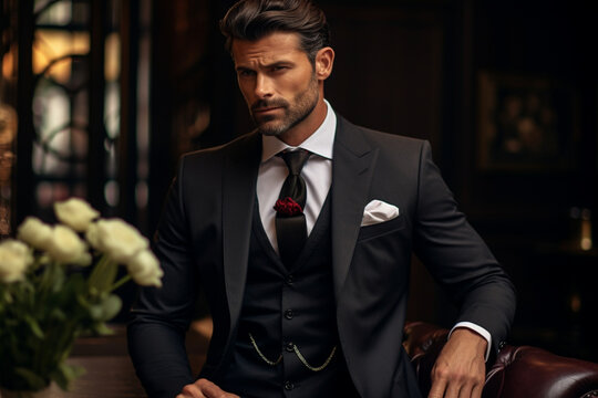 Distinguished Gentleman in Suit Exudes Confidence and Style