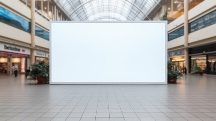 Big billboard mockup in business center or shopping mall - obrazy, fototapety, plakaty