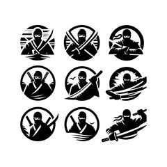 set of ninja vector illustration © erick
