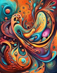  an imaginative, abstract digital art painting exploring swirling organic shapes, intricate patterns, glossy textures, and bright colors in an unusual composition to depict the digital concept