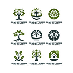 set of tree logo vector illustration