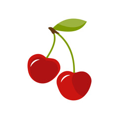 Cherry cartoon vector illustration. Cute Cherry character, icon vector illustration. Character is cheerful with arms and legs. Set of fruits emoticon