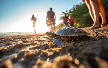 Turtle Haven: Discovering the Rich Biodiversity of Tortuguero National Park in Costa Rica Amidst the Coastal Wonders. - obrazy, fototapety, plakaty