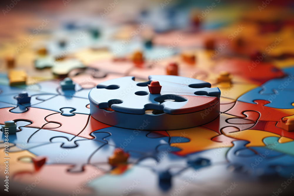 Poster an abstract representation of a puzzle with missing pieces, creating a paradox that challenges the c