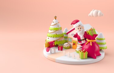 House in Christmas. 3D Illustration