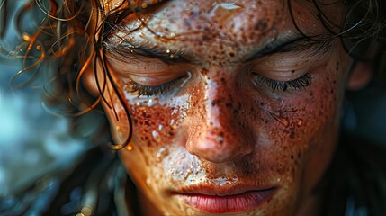 Young Man Closing Eyes Making Surprise, Background HD, Illustrations