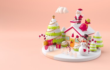 House in Christmas. 3D Illustration