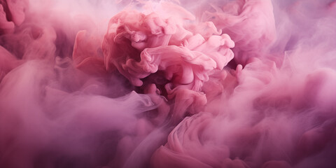 Fototapeta premium Pink-purple fluffy pastel ink smoke on a dark background. Generated by artificial intelligence.
