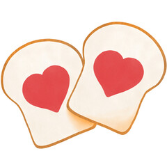 Hand drawn cute bread  for Valentine's day png illustration .