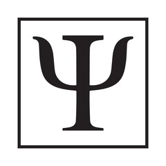 Greek Symbol Psi, Vector Image Illustration isolated on White Background