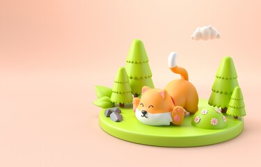 Isolated 3D Cat. 3D Illustration