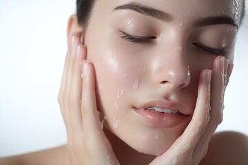 face of a beautiful woman with perfectly smooth skin.