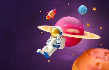 Astronaut in Space. 3D Illustration
