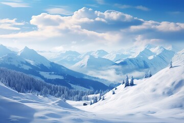 Fototapeta premium Mountain peak covered by snow