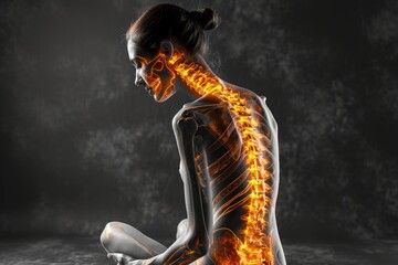 Spine Health Journey: Explore the intersection of sports and healthcare with a focus on a woman experiencing spine pain, showcasing the importance of recovery, treatment, and overall well-being.

