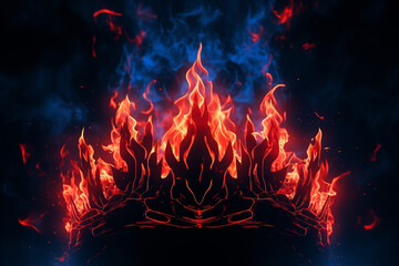 Flames fire crown background abstract black light - obrazy, fototapety, plakaty