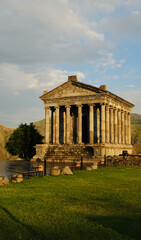 Garni temple in Armenia. Greco-Roman antique building. Vertical view