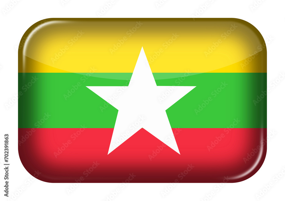 Poster myanmar web icon rectangle button with clipping path 3d illustration