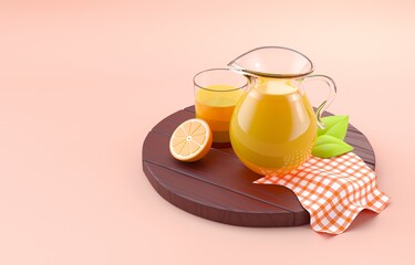 Isolated Orange Juice. 3D Illustration