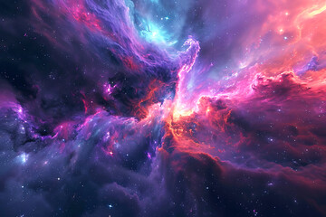 Fototapeta na wymiar Cosmic nebula: diversity of color in deep space. Horizontal illustration